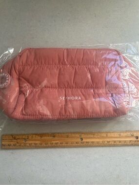 Sephora Coral Quilted Makeup Pouch